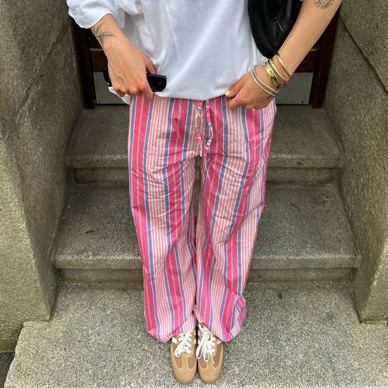 Bottoms |  Womens Belted Striped Trousers Bottoms Bottoms