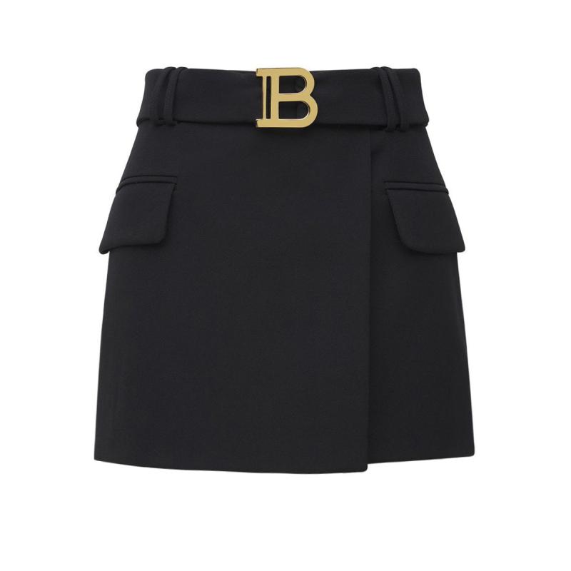 Bottoms |  Womens Belted Wrap Effect Mini Bottoms black