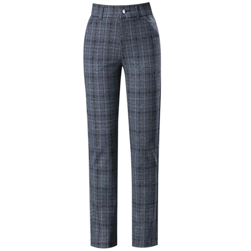 Bottoms |  Womens Checked Straight-Leg Trouser Bottoms blue