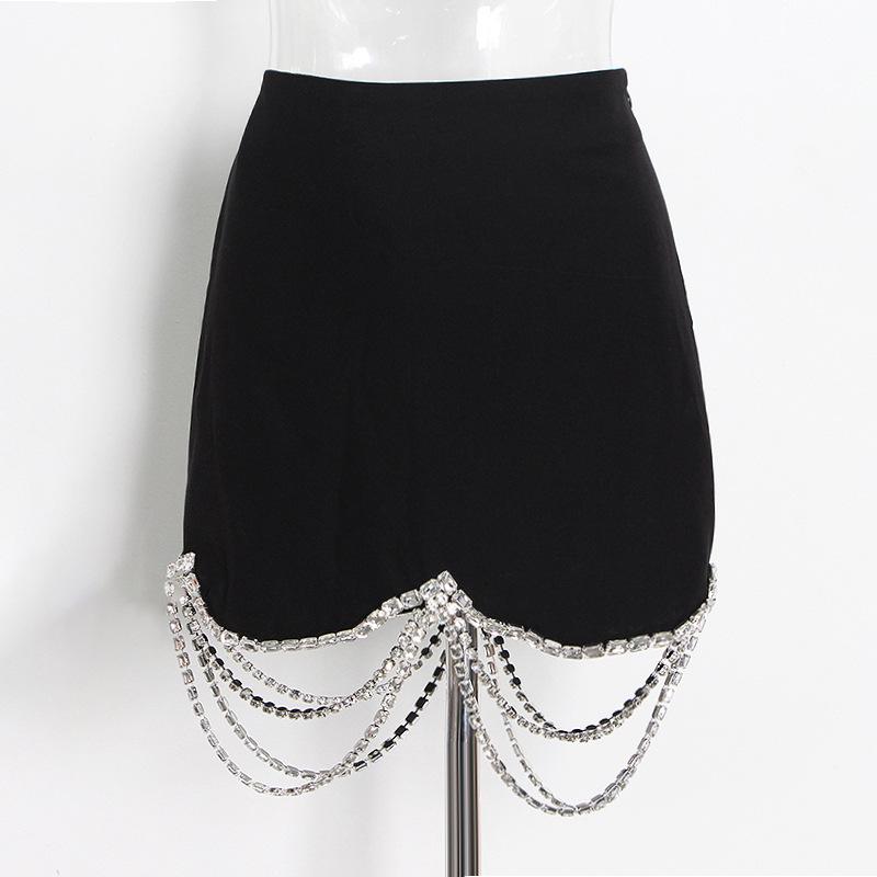 Bottoms |  Womens Crystal Cut Out Mini Skirt Bottoms black