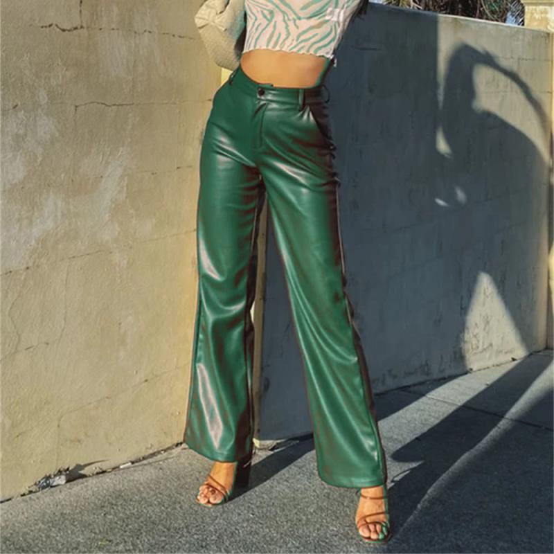 Bottoms |  Womens Daniella Green Faux-Leather Tr Bottoms Bottoms