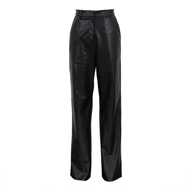 Bottoms |  Womens Leather Belted Trouser Bottoms black