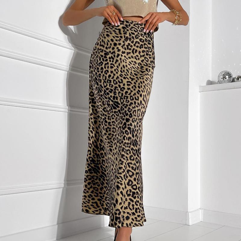 Bottoms |  Womens Leopard Print Skirt Bottoms beige