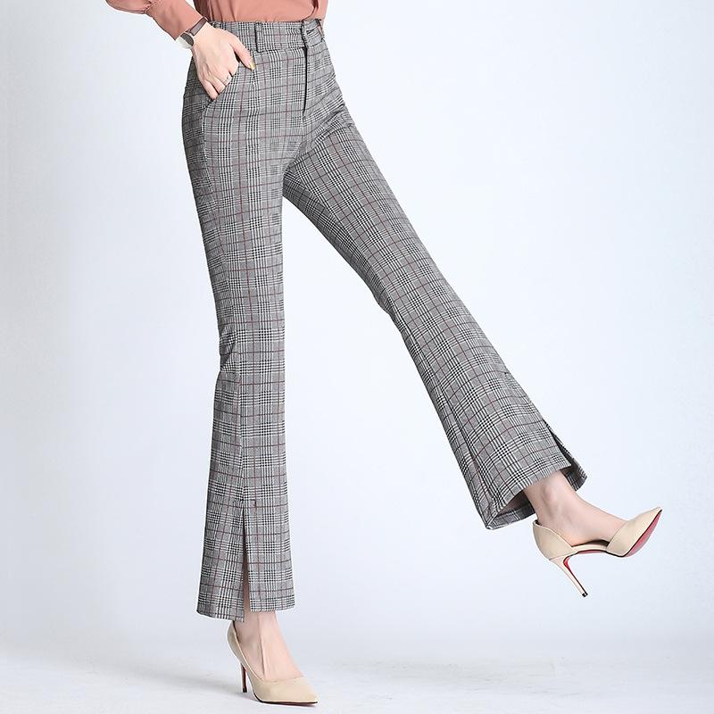 Bottoms |  Womens Seersucker Flared Trousers Bottoms blue