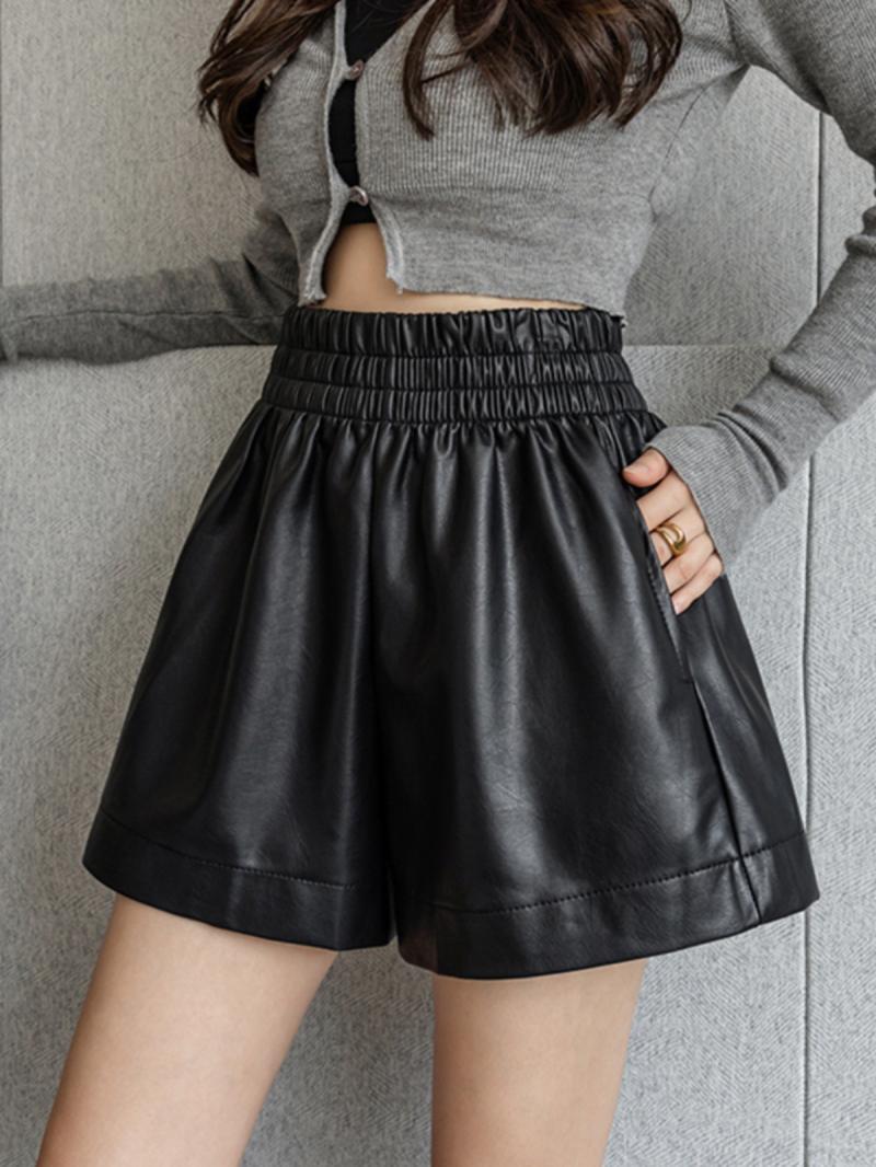 Bottoms |  Womens Shirred Leather Mini Skirt Bottoms black