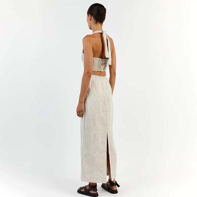 Bottoms |  Womens Valerie Linen Midi Skirt Bottoms beige