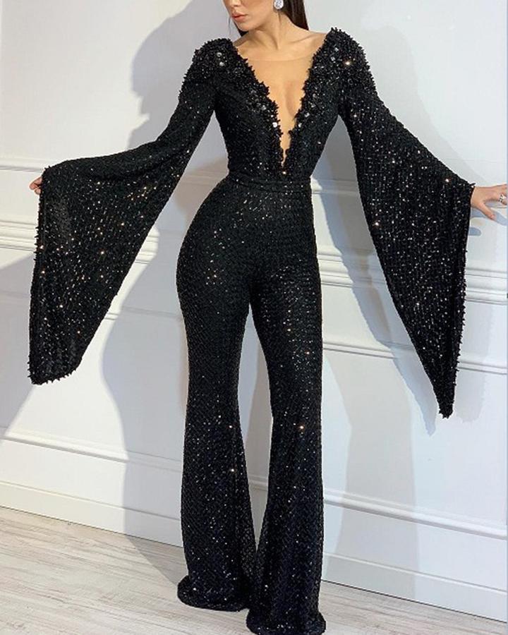 Jumpsuits |  Womens Madison Sequin Jumpsuit Clothing Jumpsuits