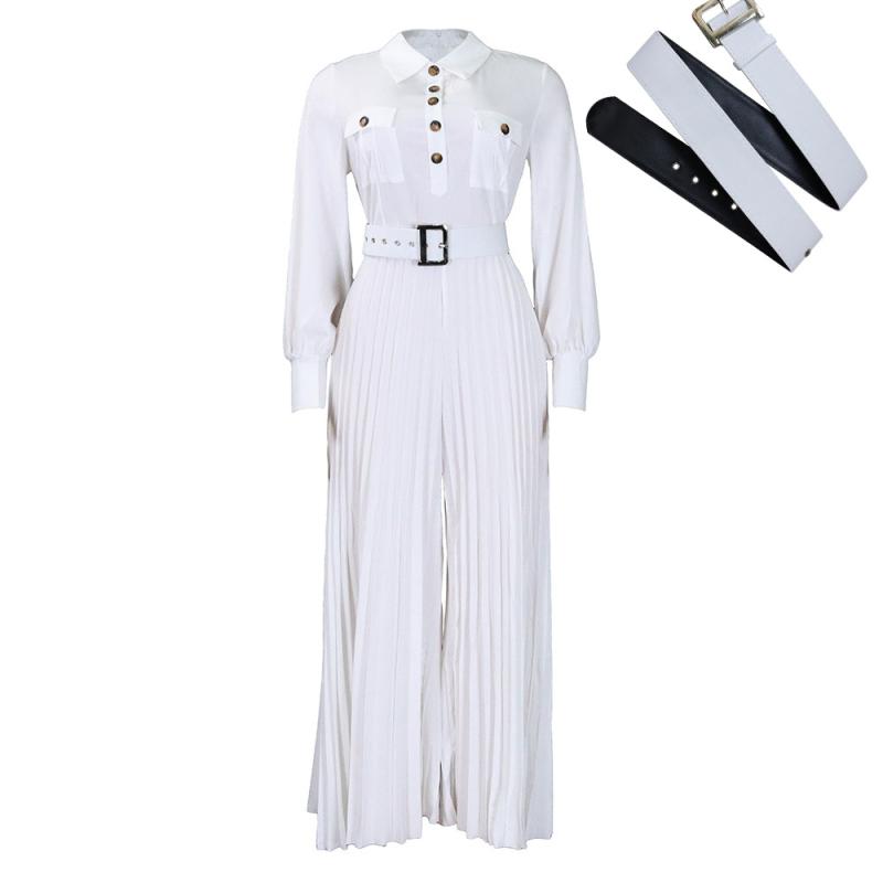 Jumpsuits |  Womens Pleated White Jumpsuit Clothing Jumpsuits