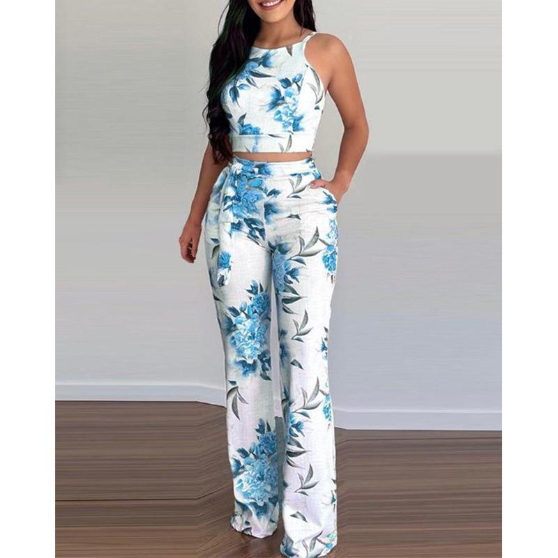 Jumpsuits |  Womens Red And Blue Flower Jumpsuit Clothing Jumpsuits