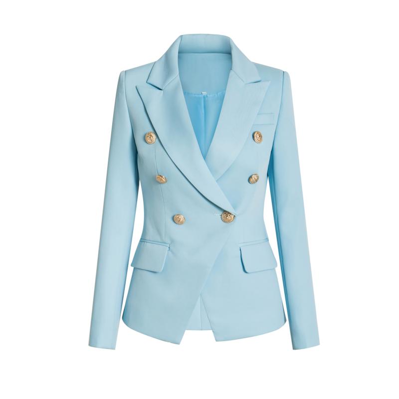 Outerwear |  Womens Blue Double-Breasted Blazer Clothing blue