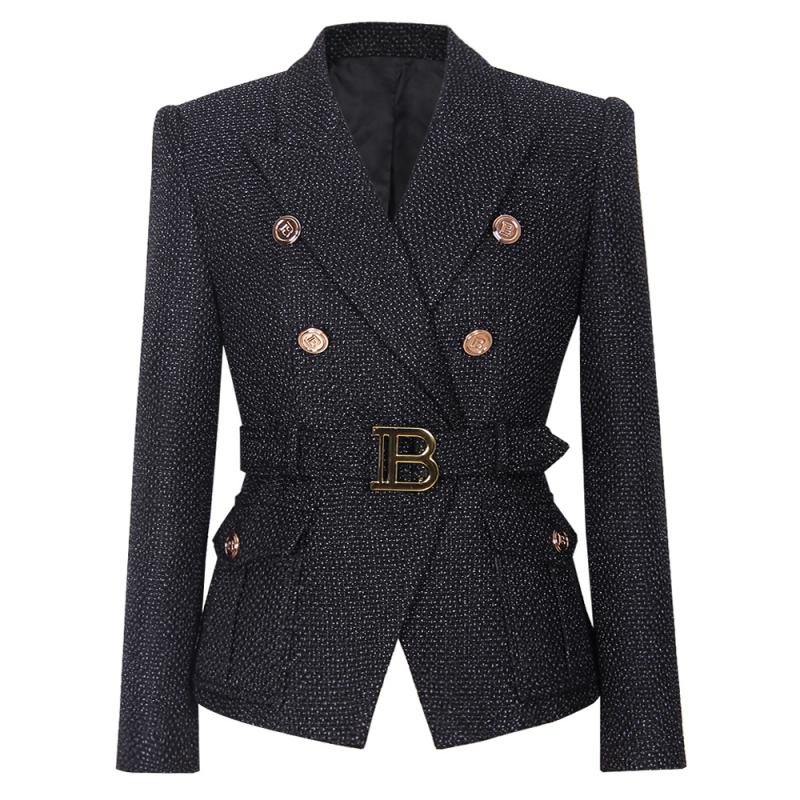 Outerwear |  Womens Cotton Tweed Blazer Clothing black