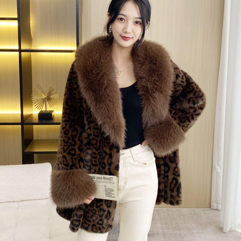 Outerwear |  Womens Edie Leopard Fur Coat Clothing beige