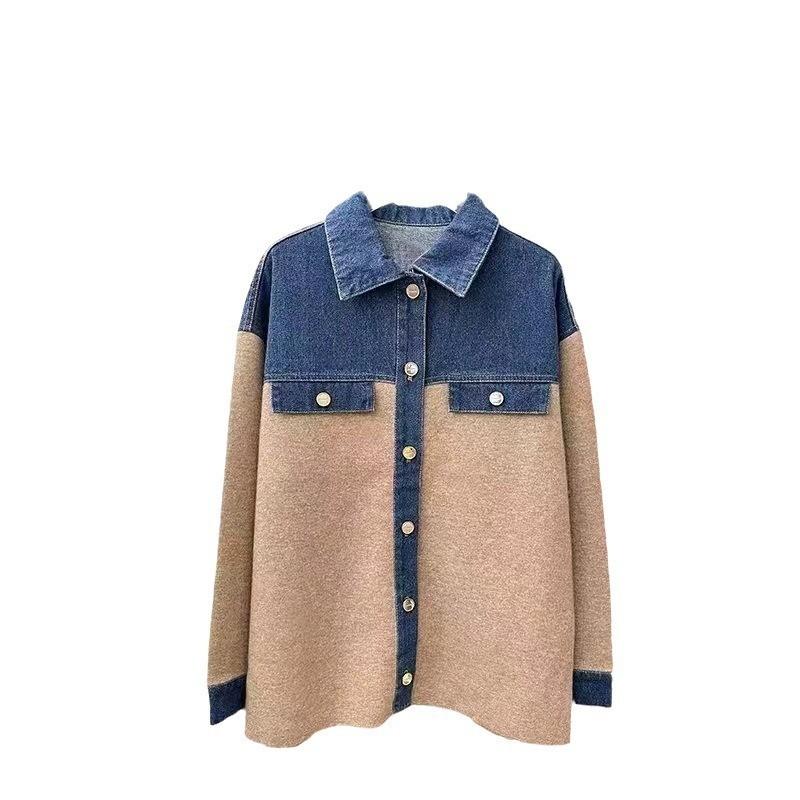 Outerwear |  Womens Fancy Tweed And Denim Jacket Clothing blue