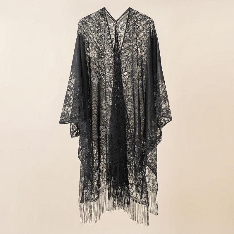 Outerwear |  Womens Lace Cape Clothing black