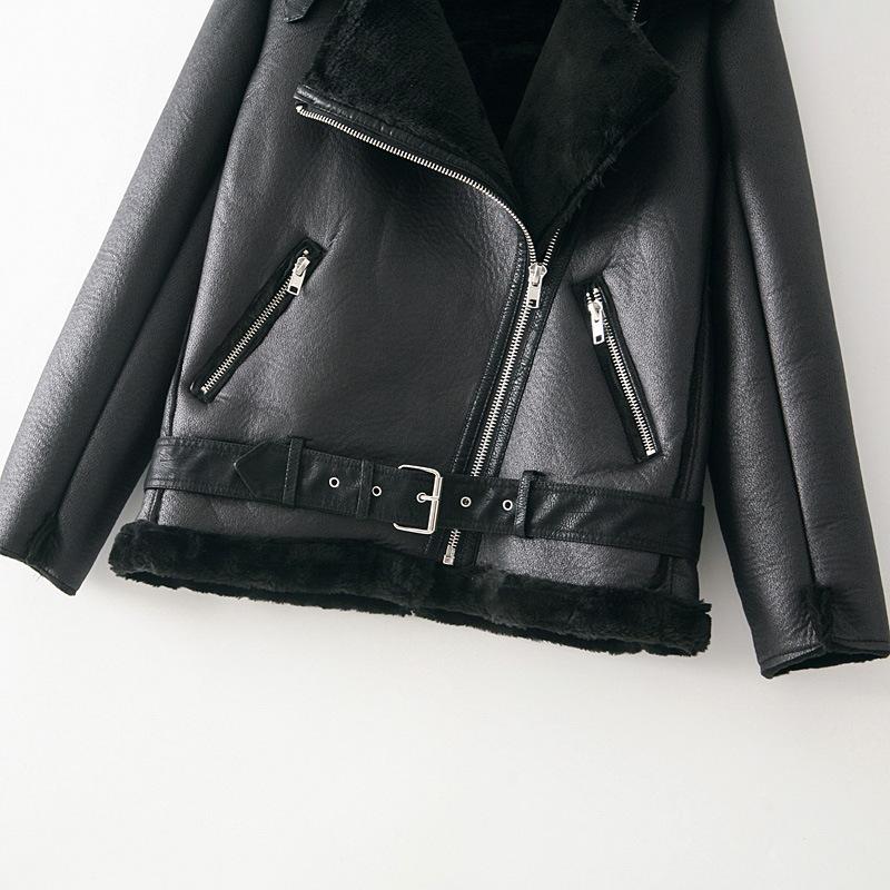 Outerwear |  Womens Leather Shearling Jacket black