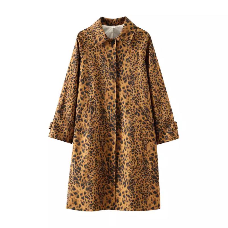 Outerwear |  Womens Leopard Print Canvas Coat Clothing brown