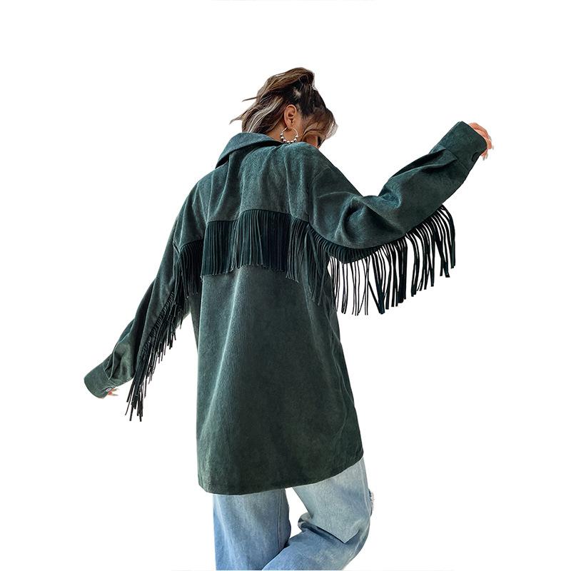 Outerwear |  Womens Poncho Fringed Clothing black