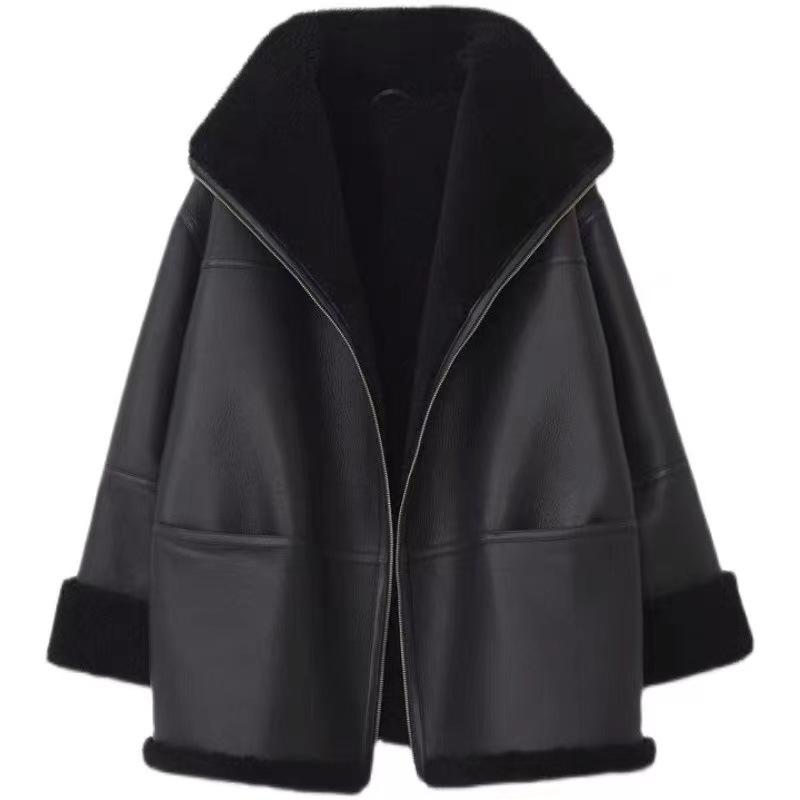 Outerwear |  Womens Shearling Jacket Clothing black