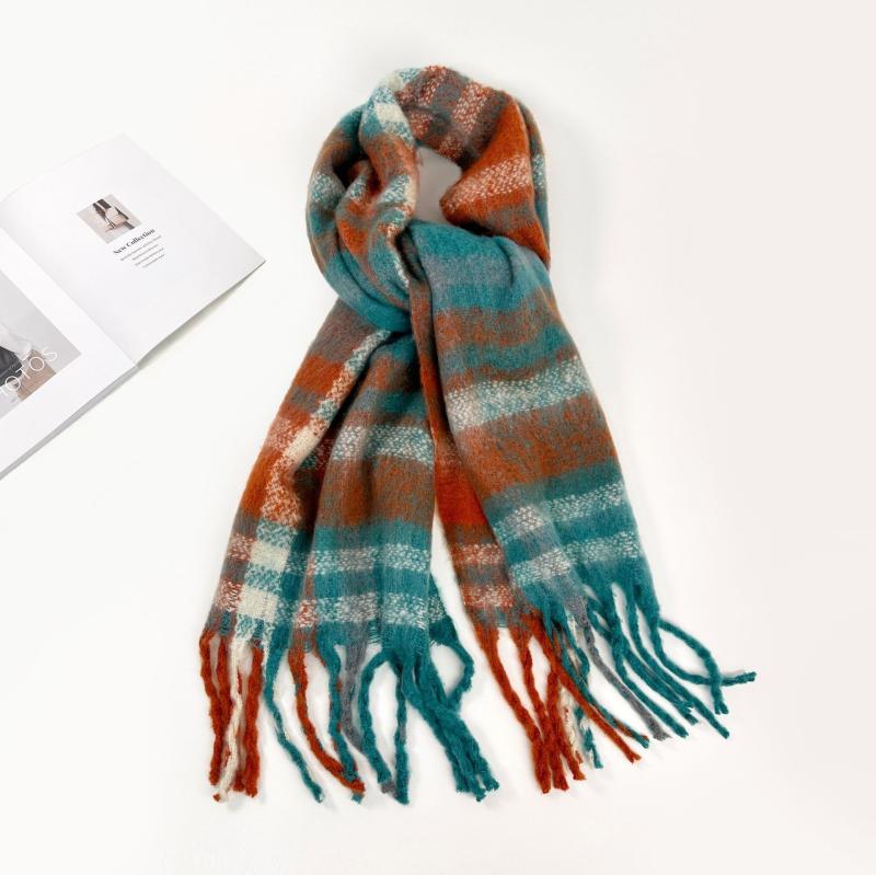 Scarves |  Womens Fringe Checked Scarf Accessories green