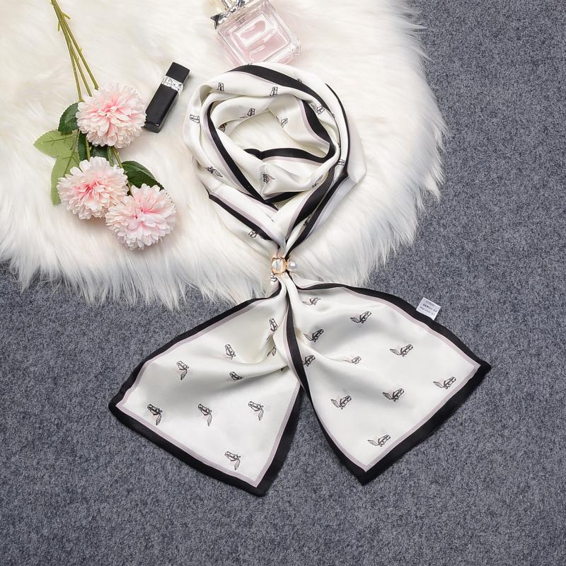 Scarves |  Womens Printed Silk Scarf Accessories cream