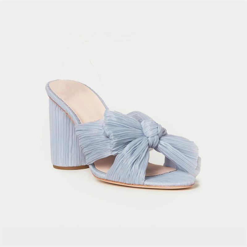 Shoes |  Womens Camellia Blue Pleated Bow Heel Accessories blue