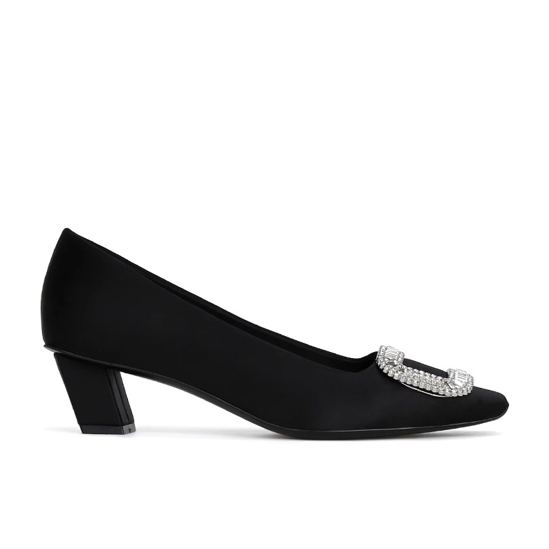 Shoes |  Womens Crystal Buckle Satin Pump Accessories black