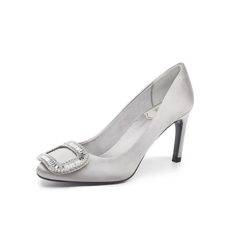 Shoes |  Womens Crystal Buckle Satin Pump Accessories black