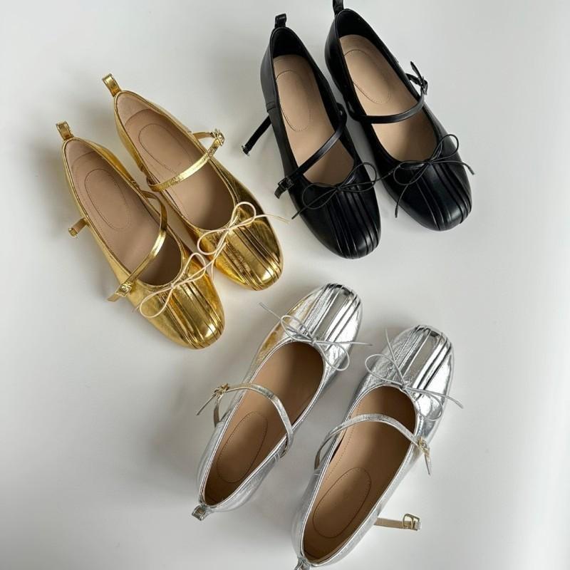 Shoes |  Womens Gold Pleated Foil Ballet Flats Accessories gold