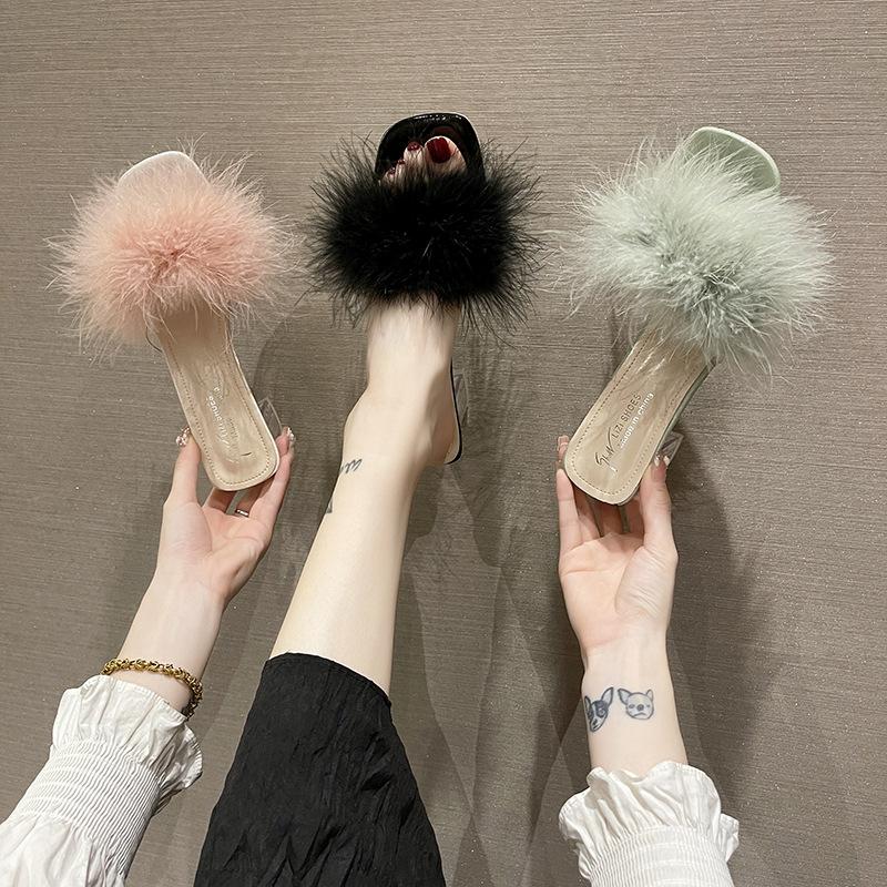 Shoes |  Womens Pom Feather-Trim Kitten Heels Accessories pink