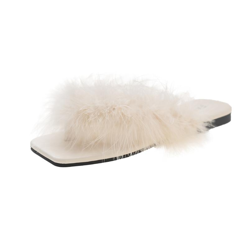 Shoes |  Womens Pom Slides With Feathers Accessories green