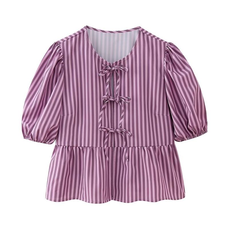 Tops & Shirts |  Womens Bonbon Striped Peplum Blouse Clothing pink