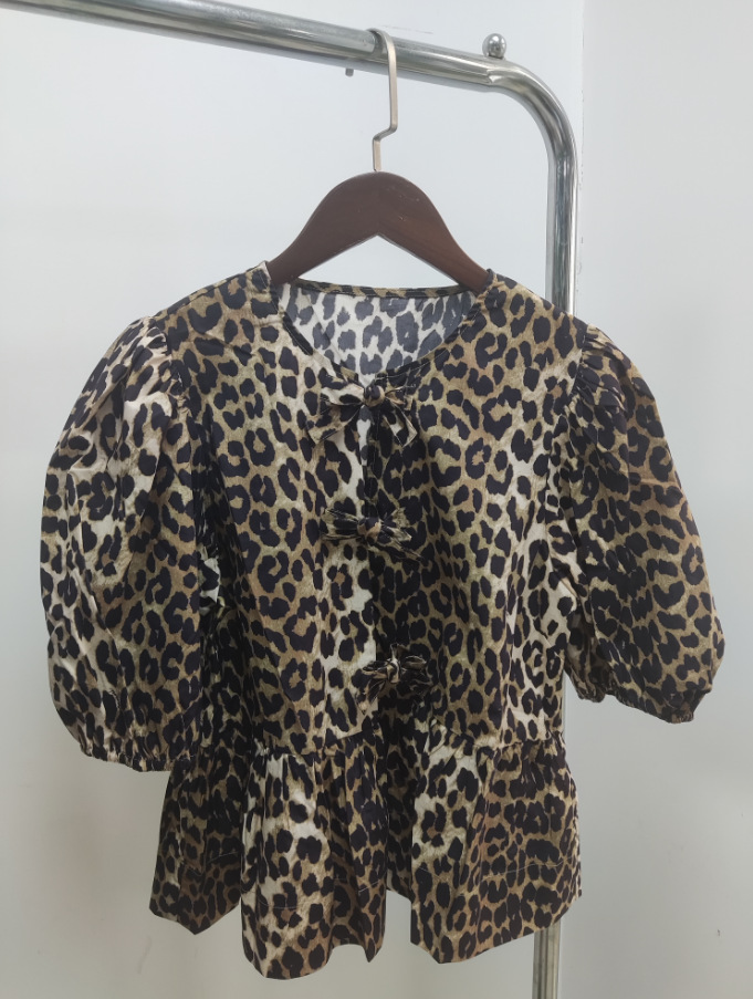 Tops & Shirts |  Womens Cotton Poplin Leopard Top Clothing brown