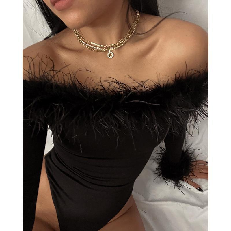 Tops & Shirts |  Womens Orion Ostrich Feather Top Clothing black