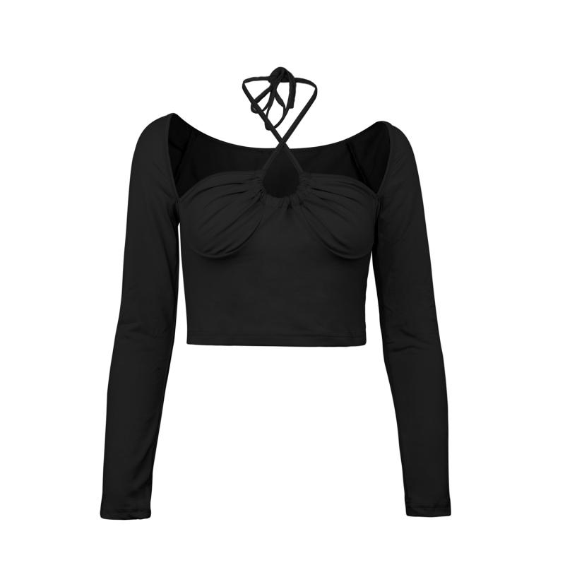 Tops & Shirts |  Womens Ruched Stretch Crepe Top Clothing black