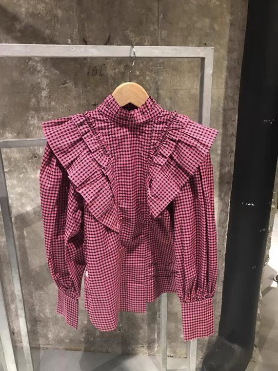 Tops & Shirts |  Womens Seersucker Check Crop Blouse Clothing red