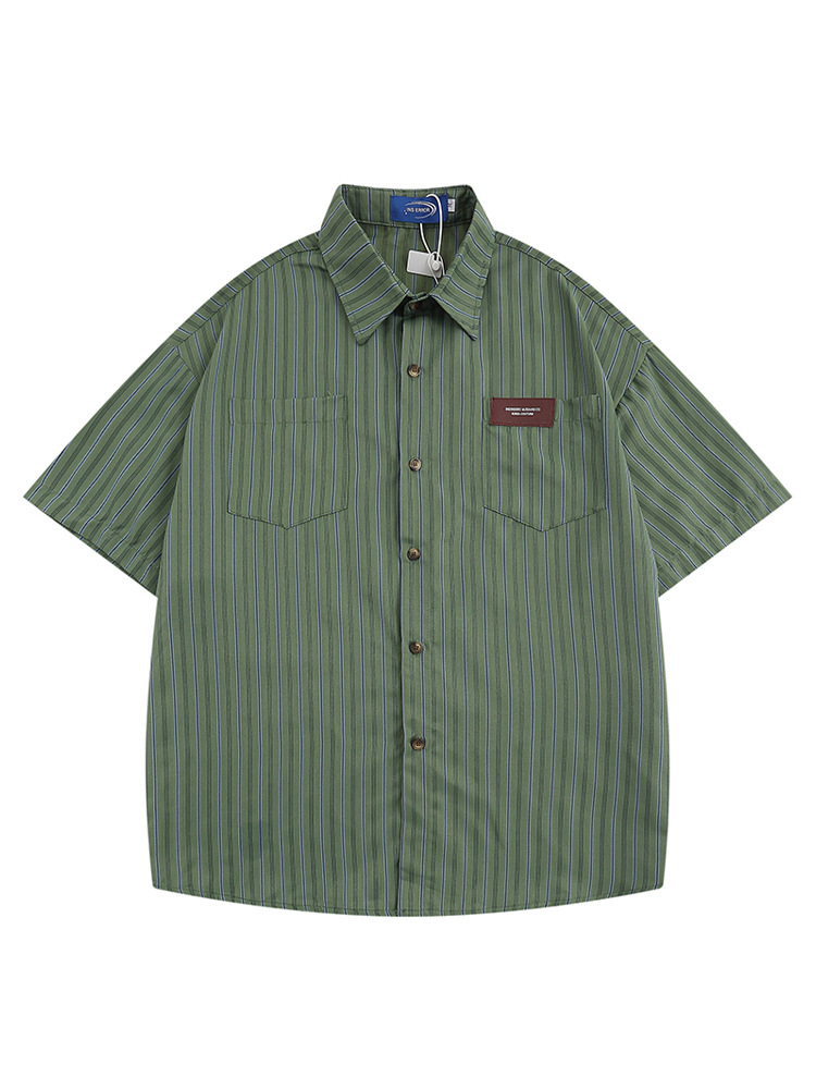 Tops & Shirts |  Womens Striped Curved-Hem Shirt Clothing green