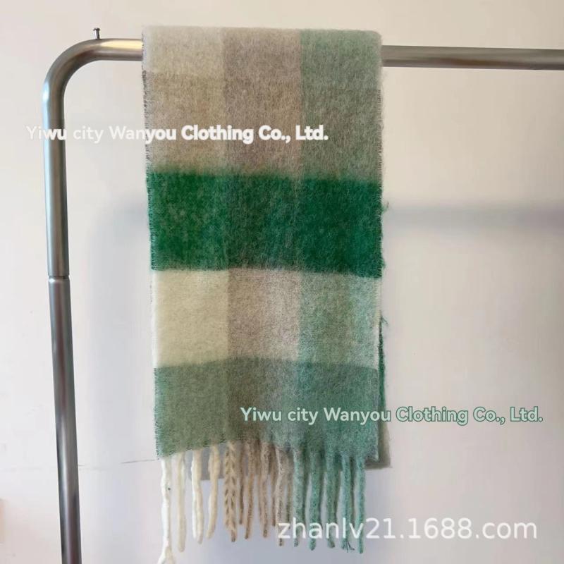 Scarves |  Womens Mohair Checked Scarf Accessories green